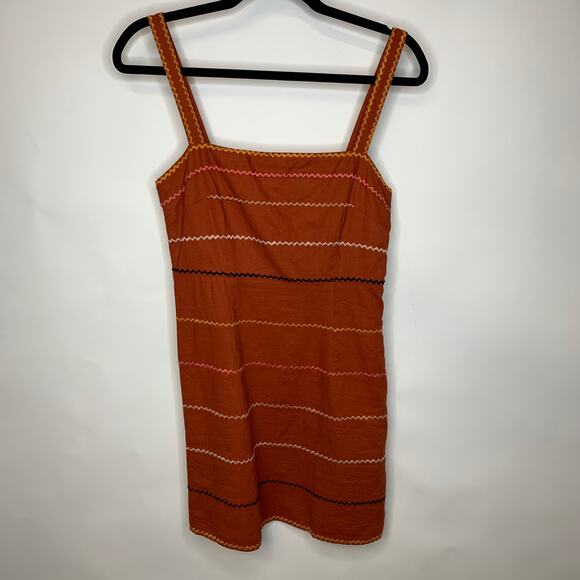 Rust Linen Blend Embroidered Sheath Dress Sz Small - Picture 1 of 6
